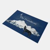 Paillasson Loup solitaire sous lune Personnalisé (Incliné)