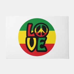 Paillasson LOVE avec symbole de paix, style reggae