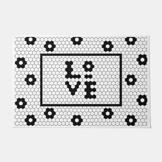 Paillasson Love Black and White Geometry Tile Design (Devant)