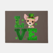 Paillasson Love Chihuahua St. Patricks Day Shamrock Irlandais (Devant)