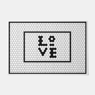 Paillasson Love Farmhouse Carrelage noir et blanc