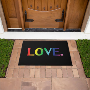 Paillasson "love" orteils arc-en-ciel lgbt / noir -