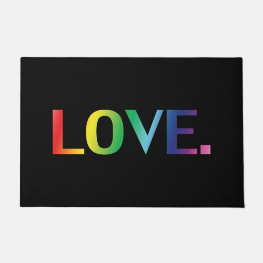 Paillasson "love" orteils arc-en-ciel lgbt / noir - (Devant)