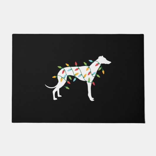 Paillasson Lumières de Noël greyht t cadeaux mignons chien am (Devant)
