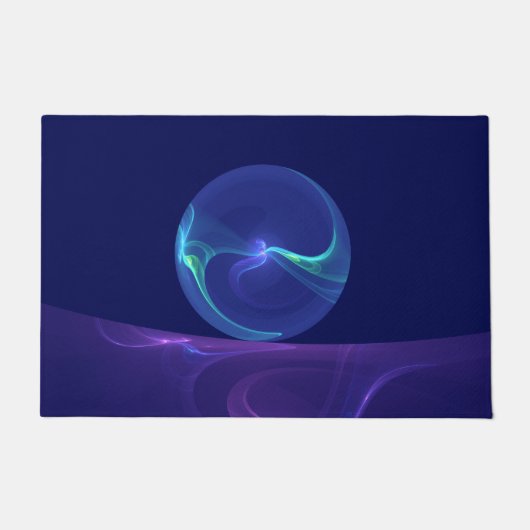 Paillasson Lumineuse Bleu Violet Rêve Abstrait Fractal Art (Devant)