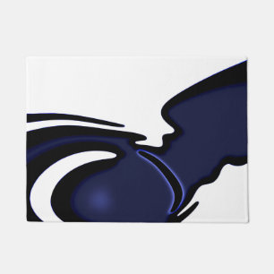 Paillasson Lune bleue : Bleu Abstrait, Blanc & Noir