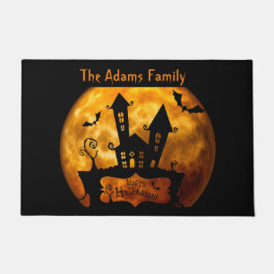 Paillasson Lune de sang et Maison hantée Halloween Éffrayant