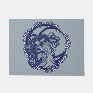 Paillasson Lune Enfant Bleu Floral Lune Déesse Art Lune Enfan