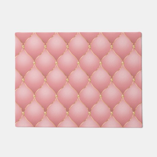 Paillasson Luxe Blush Rose Rose Or Diamond Motif Tufted (Devant)