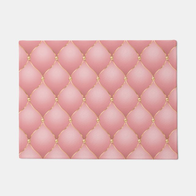 Paillasson Luxe Blush Rose Rose Or Diamond Motif Tufted (Devant)