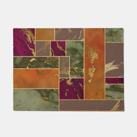 Paillasson Luxe d'automne | Joyau d'or géométrique Marbre de (Devant)