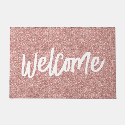 Paillasson Luxe Rose Gold Parties scintillant Brush Script Bi (Devant)