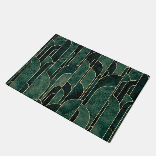 Paillasson Luxueux Motif Art déco Vert et Or (Incliné)