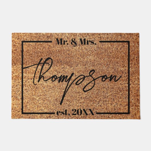 Paillasson M. et Mme Cadeau Mariage personnalisé Nom (Devant)