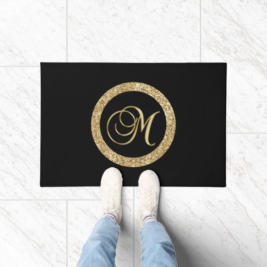 Paillasson M monogramme d'or noir (Intérieur)