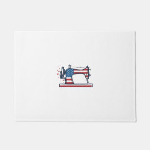 Paillasson Machine à coudre patriotique Gravure vintage Vecto