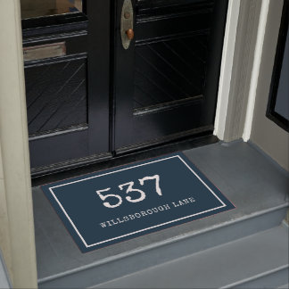 Paillasson Machine à écrire bleu moderne rue Numéro de la mai