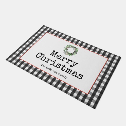 Paillasson Machine à écrire moderne plaqué noir Joyeux Noël (Incliné)