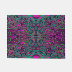 Paillasson Magenta Abstrait et Motif Super Turquoise
