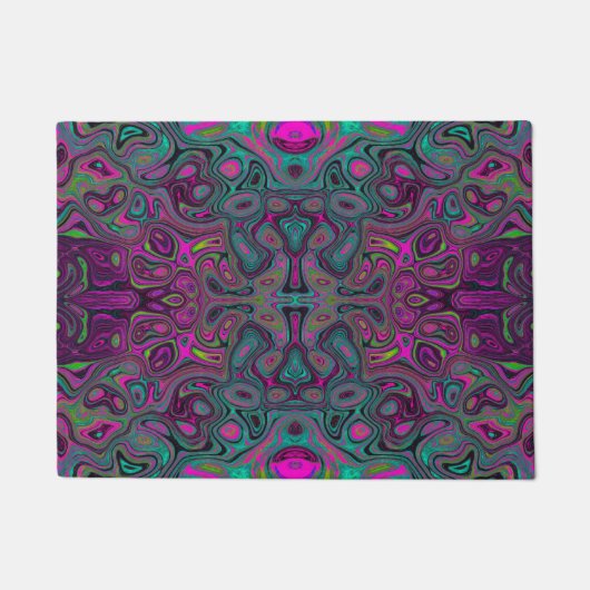 Paillasson Magenta Abstrait et Motif Super Turquoise (Devant)