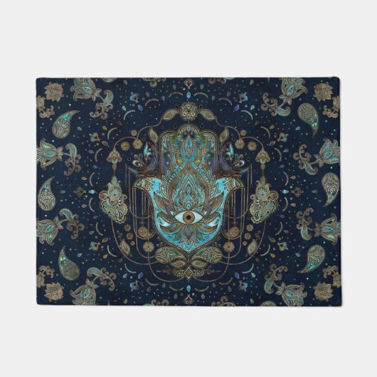Paillasson Main de Hamsa - Main de Fatima Blue Gemstones (Devant)