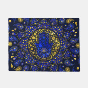 Paillasson Main Hamsa - Main de Fatima Dot Art Lapis Lazuli