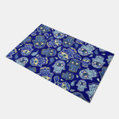 Paillasson Main Hamsa - Main de Fatima motif Minéraux Bleus (Incliné)