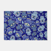 Paillasson Main Hamsa - Main de Fatima motif Minéraux Bleus (Devant)