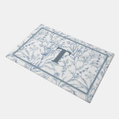 Paillasson Maison Bleue Blanc Floral Monogramme (Incliné)