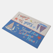 Paillasson Maison de plage | Funny Sailboat Pun | Humour naut (Incliné)