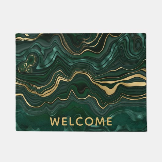 Paillasson Malachite vert foncé et strate d'huile d'or (Devant)