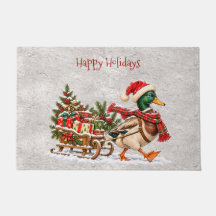 Mallard Duck Sleigh Holiday Doormat
