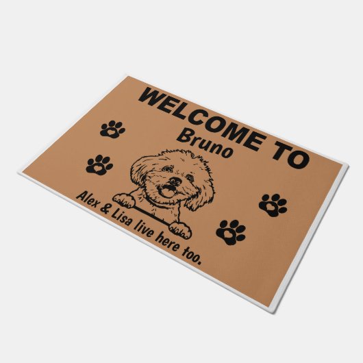 Paillasson Maltais Dog Welcome Home Personalized Custom (Incliné)