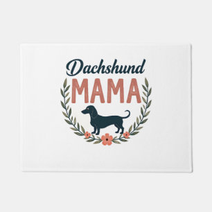 Paillasson Maman teckel vintage fleurs amateur de chien vecte