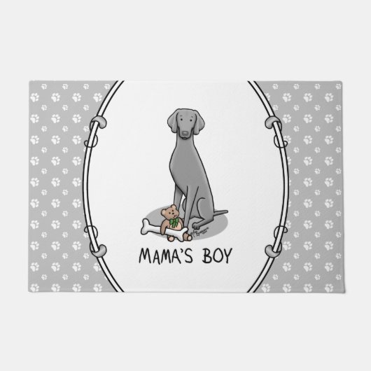 Paillasson Mama's Boy Weimaraner (gris 1) jouets chien maman  (Devant)