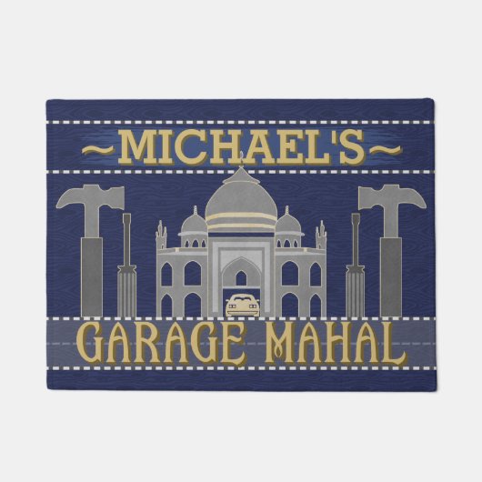 Paillasson Man Cave Garage Mahal Funny Tools| Nom personnalis (Devant)