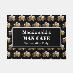 Paillasson MAN CAVE Novelty Trois bières CUSTOMIZABLE Noir