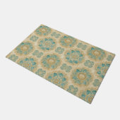 Paillasson Mandala Bohème Turquoise et Sable Beige (Incliné)