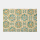Paillasson Mandala Bohème Turquoise et Sable Beige (Devant)