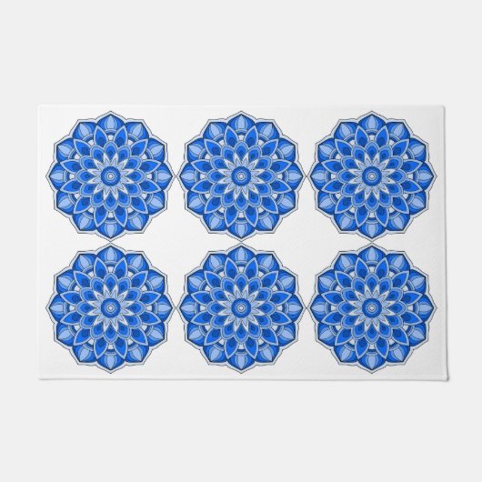 Paillasson Mandala en bleu (Devant)