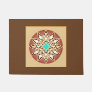 Paillasson Mandala motif en caramel et chocolat