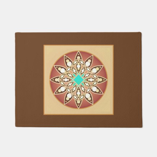 Paillasson Mandala motif en caramel et chocolat (Devant)