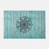 Paillasson Mandala on Blue Aged Wood Doormat (Devant)