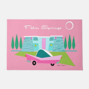 Paillasson Manteau de porte Retro rose Palm Springs