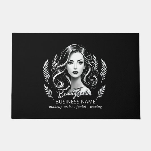 Paillasson Maquillage Artiste Coiffure Stylo moderne Noir Bla (Devant)