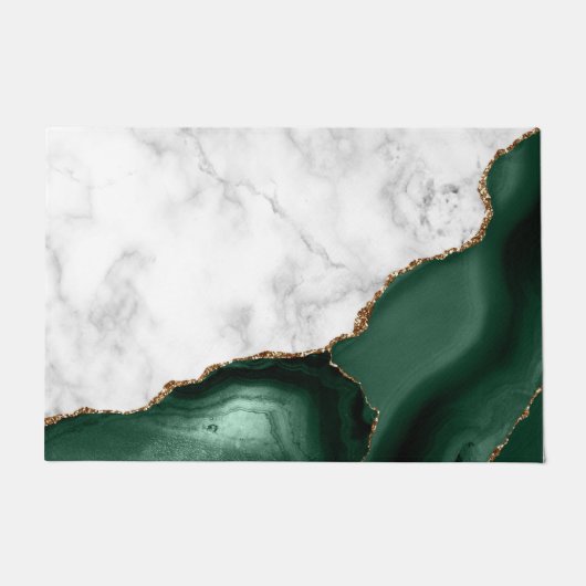 Paillasson Marbre Blanc Doré Agate Vert Emeraude (Devant)