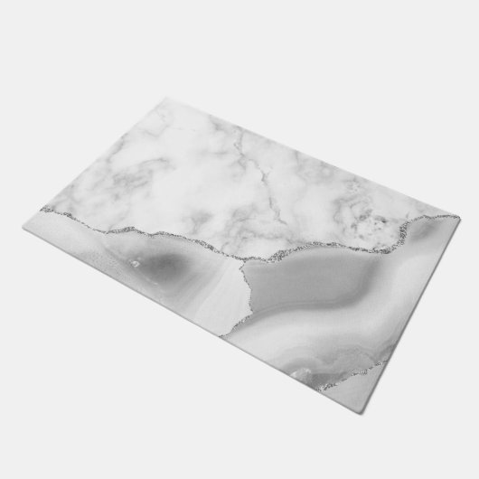 Paillasson Marbre blanc Gris Agate Parties scintillant en arg (Incliné)
