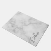 Paillasson Marbre blanc Modern Script Nom personnalisé (Incliné)