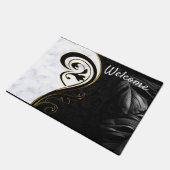 Paillasson Marbre blanc, Noir, Filigree Or (Incliné)