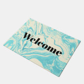 Paillasson Marbre cool design en Turquoise et Crème (Incliné)